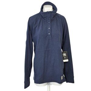 Outdoor Research Womens Trail Mix Snap Pullover Sweater, Naval Blue, Size L, NWT